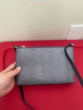 kate spade Dark BlueGlitter Crossbody with Black Strap and Silver Hardware